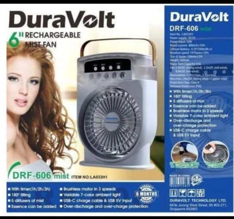 DuraVolt 6"rechargeable mist fan DRF-606.